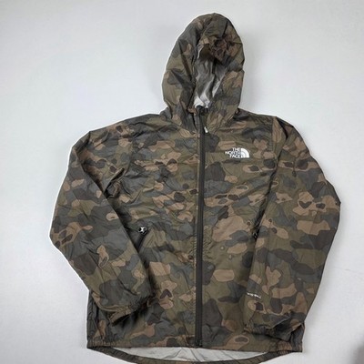 The North Face WindWall Jacket Kids Medium 10-12 Green Camo Hooded Windbreaker