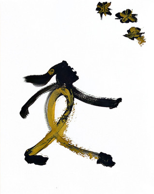 Gold Bold  ''She's Walking'' 11 X 14''  Neo Abstract Acrylic Painting PAPER ART