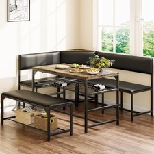 Juego de mesa de comedor de esquina de asiento suave para desayuno de cocina con juego de mesa de comedor de esquina para 4-6 personas