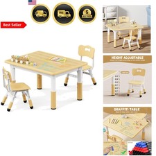 Kids Table and Chairs Set Adjustable Toddler Desk Bedroom Classroom Art