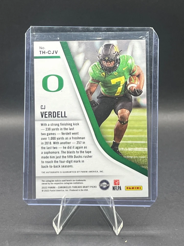 2022 Chronicles Threads DP - CJ Verdell Rookie Signatures Colts Oregon Ducks - Image 2 of 2
