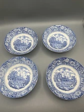 (4) Liberty Blue Staffordshire Mount Vernon 6.25" Bowls