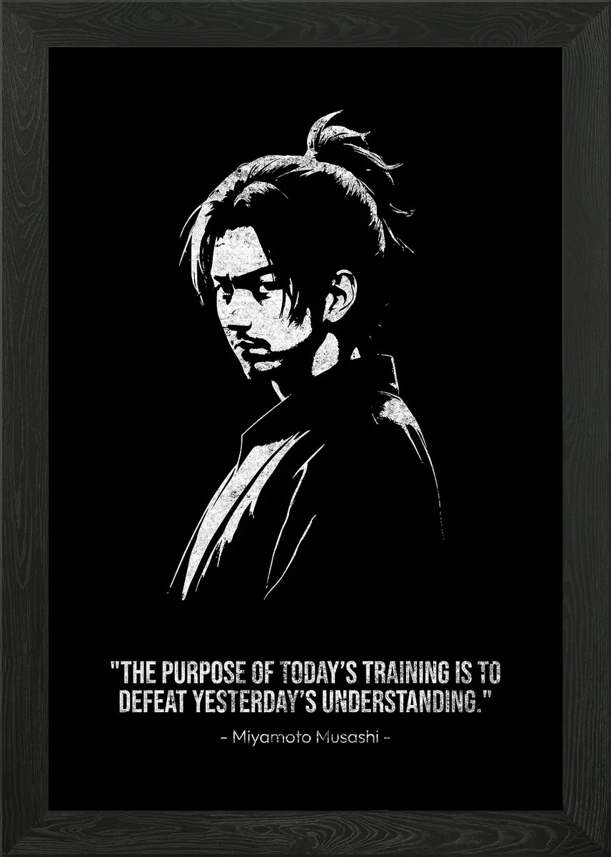 Póster arte de pared enmarcado entrenamiento cita Miyamoto Musashi lienzo impresión imagen