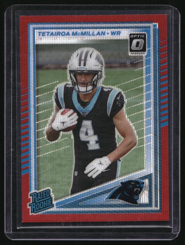 2025 Donruss Optic Rated Preview Tetairoa McMillan Red Wave #314 Optic Rated Rookie Preview Tetairoa McMillan Red Wave RC #314