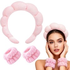 Spa Headbands for Washing Face or Facial, 3-Piece spa Headband 8 Wristband Set