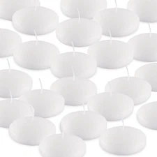 3 Inch Floating Candles Set of 24, Unscented White Candles for Wedding, Pool Par