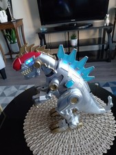 MechaGodzilla Robot Dinosaur Toy Large Silver/Gold Figure Light Up Read