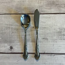 Wallace Silver Portsmouth Stainless Flatware Sugar Spoon & Butter Knife Japan