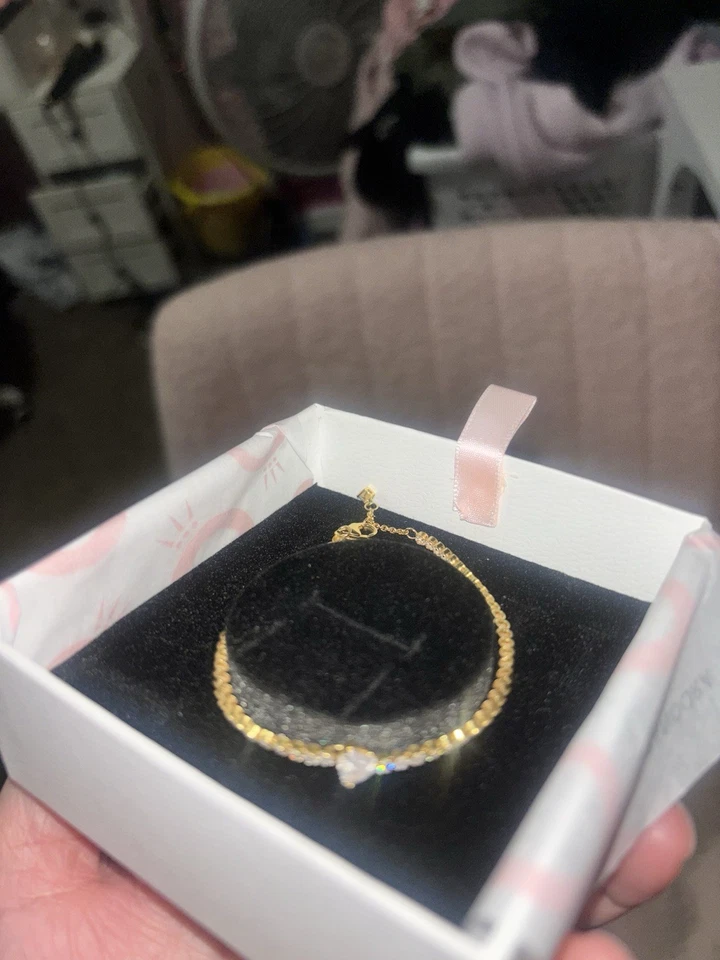 14k gold-plated jewelry cubic zirconia main stone PANDORA. - Image 4 of 4