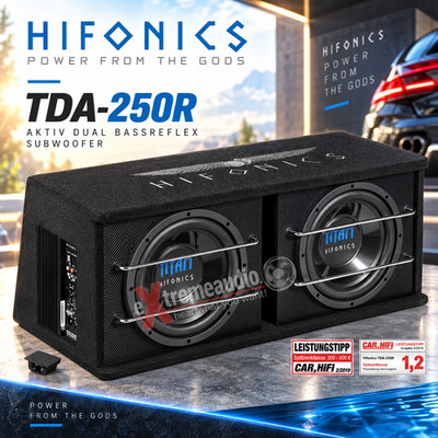 HIFONICS TDA-250R Aktiv Dual Bassreflex Subwoofer 2 x 25 cm (10'') 600 Watt