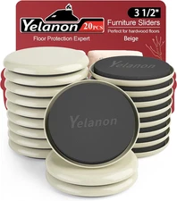 Yelanon Furniture Sliders, 20Pcs-3 1/2” Furniture Sliders for Carpet, Furniture