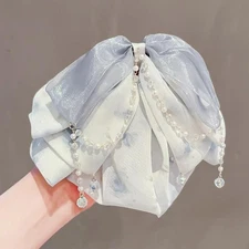 Elegant Pink Chiffon Butterfly Knot Ponytail Clip High-End Feeling Hair Clip