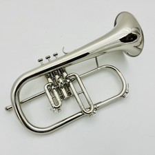 New Flugelhorn Bb Tune Sliver Plated Black Valve Brass Instrument with Case