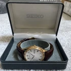 Seiko Mens Day Date Gold Plated Vintage Watch  7N43-8A99  Stainless Steel Back