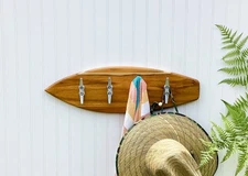 Rustic Teak Towel Rack - Surf-Inspired Beach House Essential