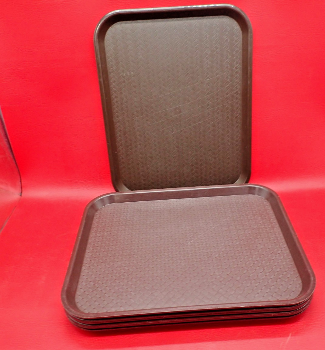 LOT OF 6 Traex Corp 1418 The New Fast Food Serving Trays 18" x 14" BROWN