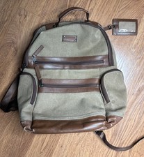 Renwick Canvas Leather Backpack Brown Multi Pocket Travel Laptop Bag Unisex