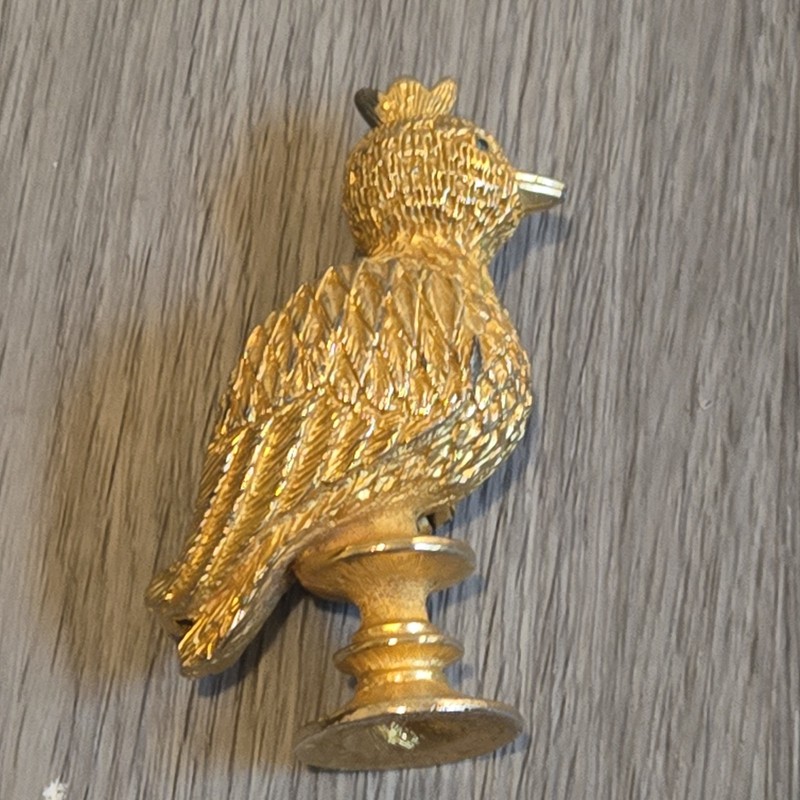 Gold Tone Metal Corday Le Qoq Gold Cockerel Bird Solid Perfume Compact