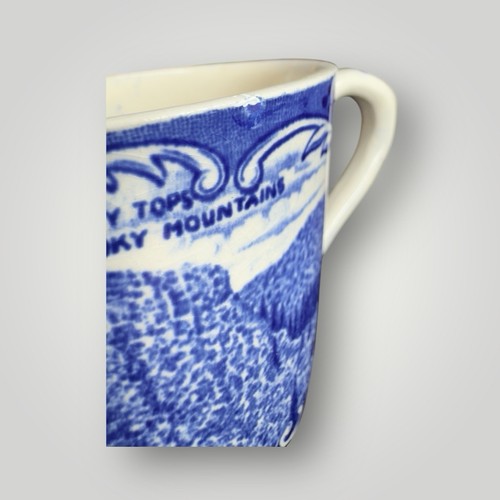 Jonroth Staffordshire Blue Transferware Great Smokie Mountains Laurel Falls Cup - Picture 9 of 10