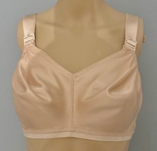 Vintage Frederick Ivory Shiny Sheer Nylon Wireless Bra Wide Straps 32 H-H