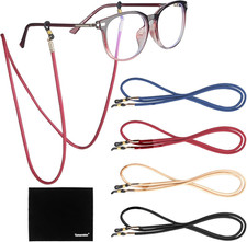 4 Pack Eyeglasses Holder Strap Cord, Eyeglass Retainer, PREMIUM PU LEATHER Eyeg