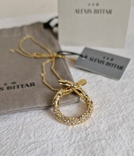 Alexis Bittar Molten Knot Crystal Pave Pendant Necklace Gold Plated BNWT