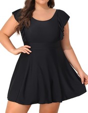 Women Plus Size Swim Dress Piece Bathing Suits Built in Shorts Tummy Control ...