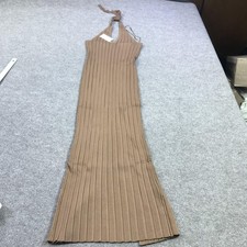 And Now This Dress Womens 0X Brown Ribbed Knit Halter Sweater Maxi Bodycon
