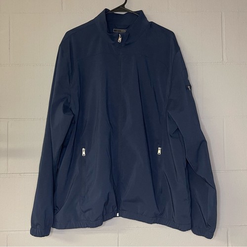 Greg Norman Men’s Full Zip Performance Bomber Jacket Coat in Navy Blue Size XL - Picture 2 of 8