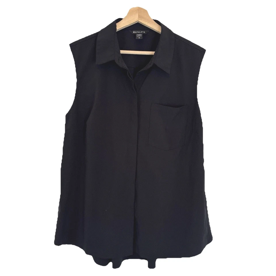 Top Athleta Urbanite con botones sin mangas negro cuello ALine XL entrenamiento golf Foto 3 de 4