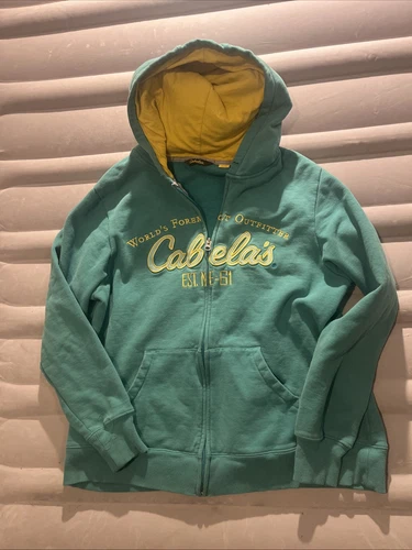VETEMENTS Cabela's Felpa con Cappuccio Donna XL Verde Full Zip Giacca Felpa con Cappuccio Tasche