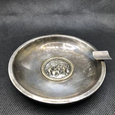 Antique Danish silver plated ashtray by Hans Jensen. Rare.