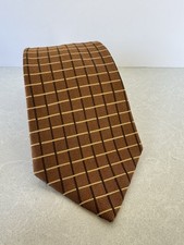 Brooks Brothers Makers Necktie Gold Check Squares Silk Made In USA 57 X 3.75