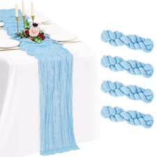 Cheesecloth Table Runner 10FT Table Runner Light Blue Boho 4 Pack Baby Blue