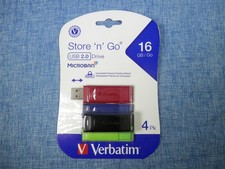 Verbatim Store 'n' Go 16GB USB 2.0 Flash Drive - 4 Pack Multicolor Retractable