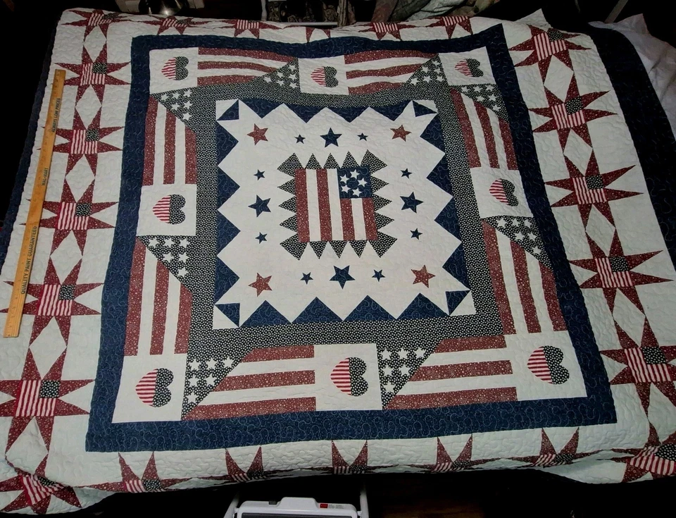 Juego de edredón bandera de país americano granja Que/King Lidl Dolly Country Store Tenn Foto 2 de 4