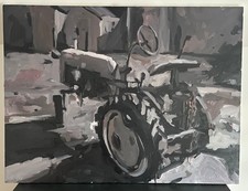 Striking Robert Abele Iii Large Painting Of Rhode Island Tractor - 36