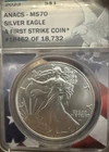 2023 Silver Eagle ANACS MS70, *FIRST STRIKE -#18,462 Of 18,732 😳