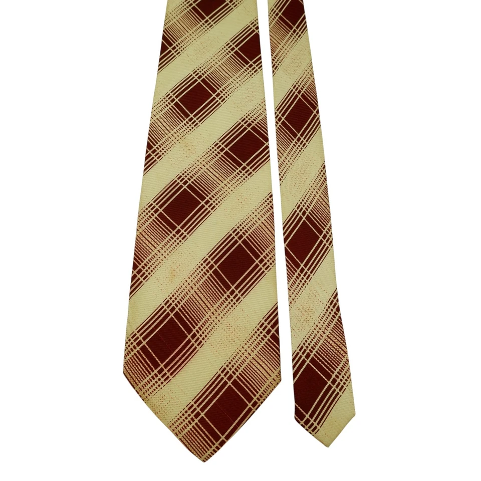 Guy Laroche Tie Silk Beige Crimson Red Stripe Korea (US Import Tax Included) - Image 3 of 4