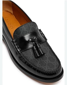 MOCASSINS MOCASSINS Gucci GG Supreme Tassel cuir noir US 12 / G11,5