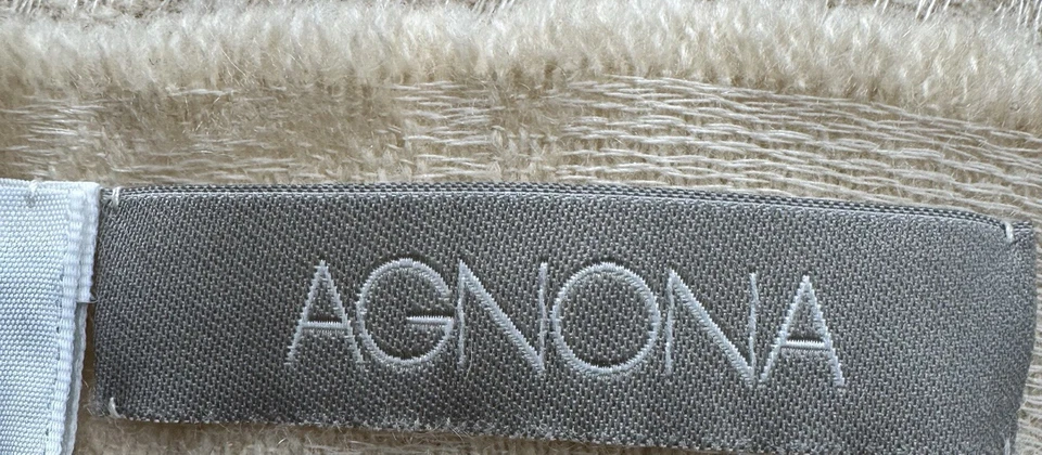 "Bufanda chal de cachemir Agnona beige crema hecha en Italia 54"" x 66"" unisex nueva sin etiquetas" Foto 3 de 4