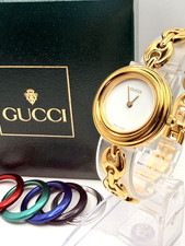 [Exc+5 w/Box] GUCCI Change Bezel 11/12.2 6 Colors Gold Quartz Women's Watch