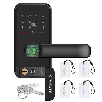 Keyless Entry Door Lock with Handle, Door Locks for Bedroom, Auto Lock, Fingerpr