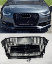 Front Honeycomb Mesh Grille For Audi A4 S4 B8.5 2012-2015 Facelift Gloss Black