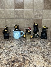 Bearfoots Black Bear Tree Ornaments Lot Of 5 Rustic Nature Christmas Decor