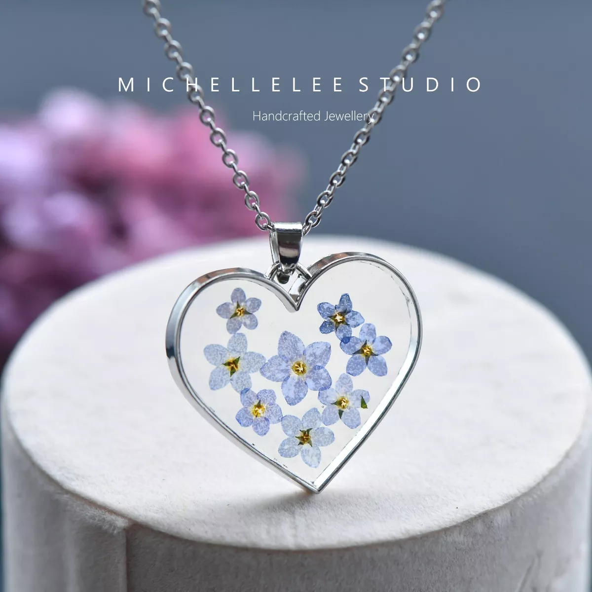 Forget Me Not Pendant Necklace Daisy Flower Necklace Gift for Her