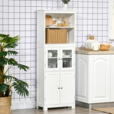 63" Storage Cabinet Buffet Hutch 4 Door Kitchen Pantry  Adjustable Shelf US