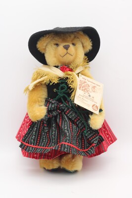 Hermann alter Tiroler Mädchenbär Nr. 036 / 500E Mohair Vintage selten H 36 cm