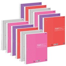 Emraw Quad Ruled Notebook Spiral with White Paper - Set Includes: Blue, Black...