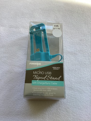 PowerXcel Micro USB Tripod Stand w/Charge/Sync Cable for Android,Baby Blue - Picture 3 of 6